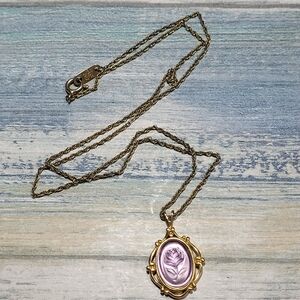 Purple Cameo Pendant Necklace.